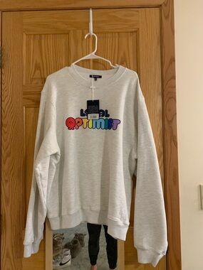 Madhappy Light Gray 'Local Optimist' Crewneck Sweatshirt